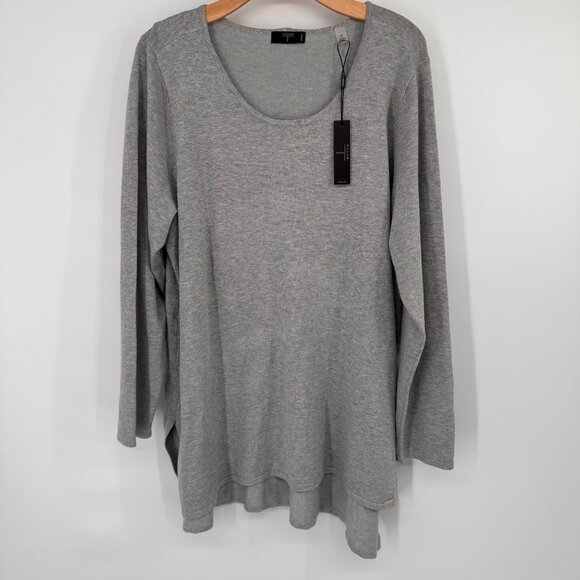 Tahari Women’s Long Sleeve sweater tunic Size 2X  Gray Cotton plus new $68 - Picture 9 of 15